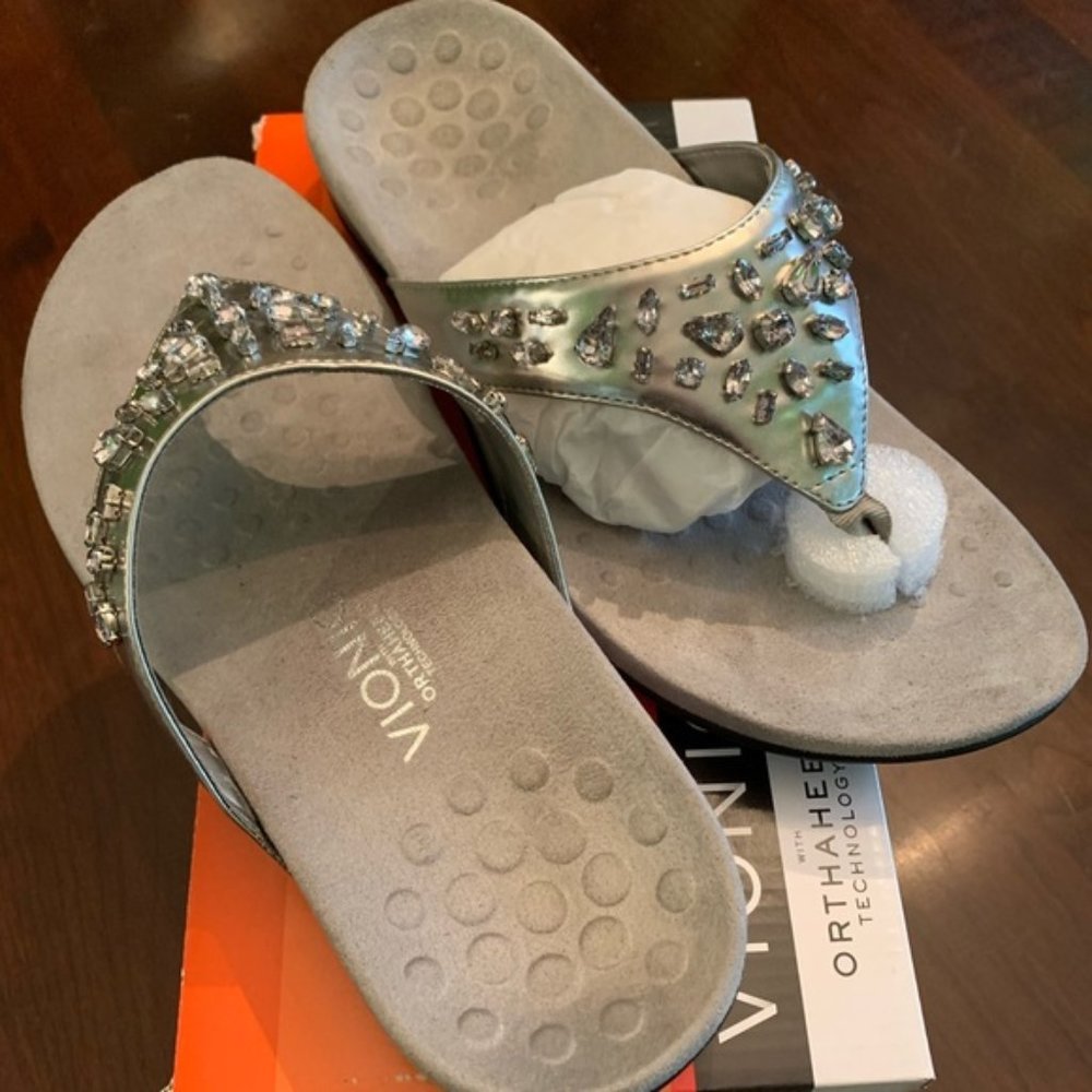 Vionic Silver Crystal Comfort Flip-flops/Sandals